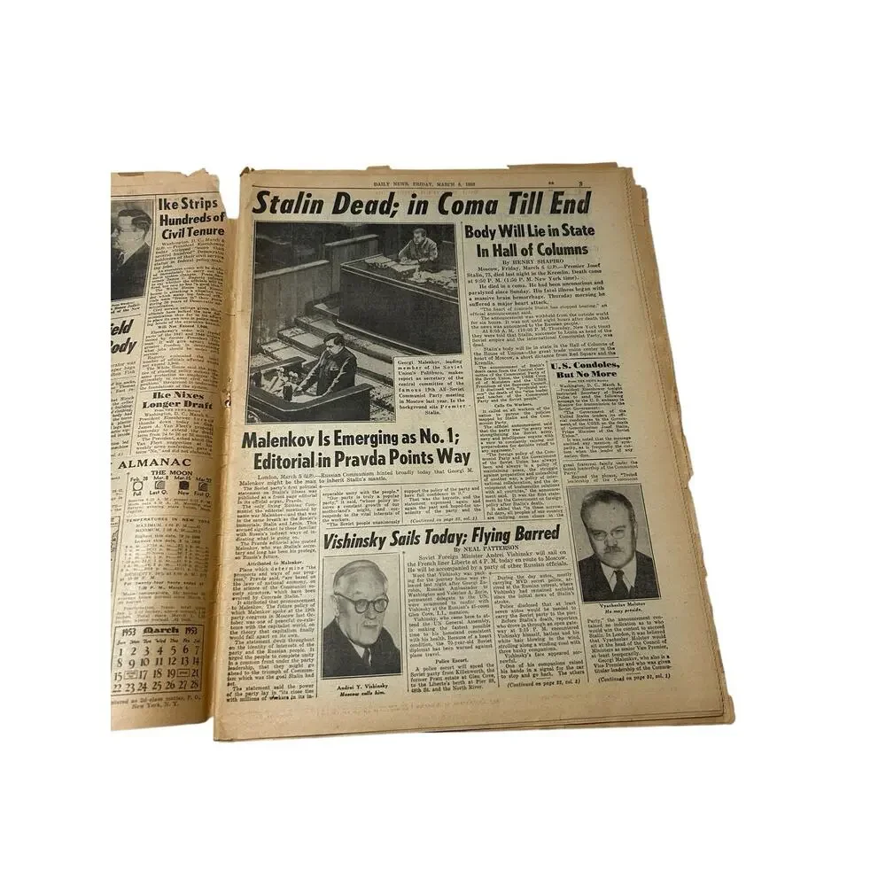 STALIN DIES Daily News March 6th, 1953 Rare Newspaper New York (4 Cents) History